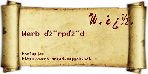 Werb Árpád névjegykártya